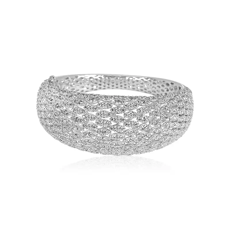 Bold Diamond Cuff bangle in 18K White Gold